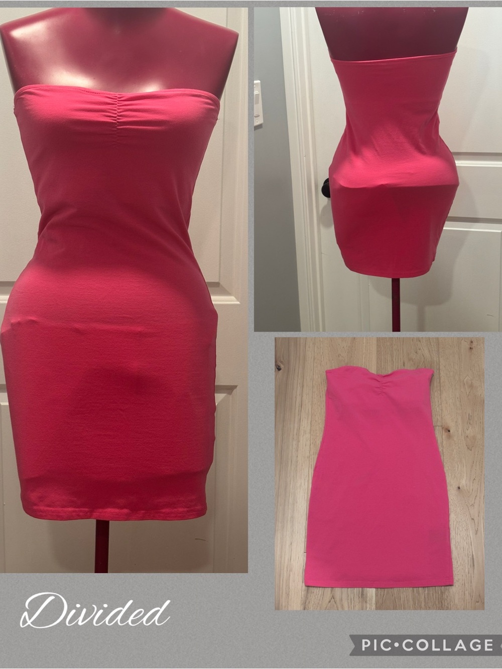 Divided Strapless Pink Bodycon Dress size 8